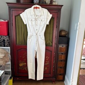 Zara Cream Denim Jumpsuit S